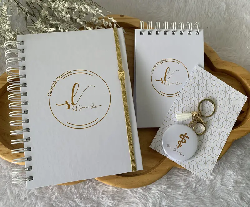 Kit Agenda + Bloquinho + Chaveiro